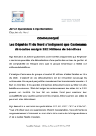 Communiqué de presse d'Adrien Quatennens et Ugo Bernalicis, députés FI du Nord